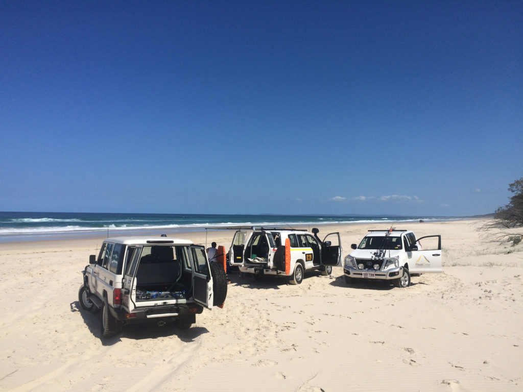 Four Wheel Driving on Moreton Island - The 4WD crew is ready!