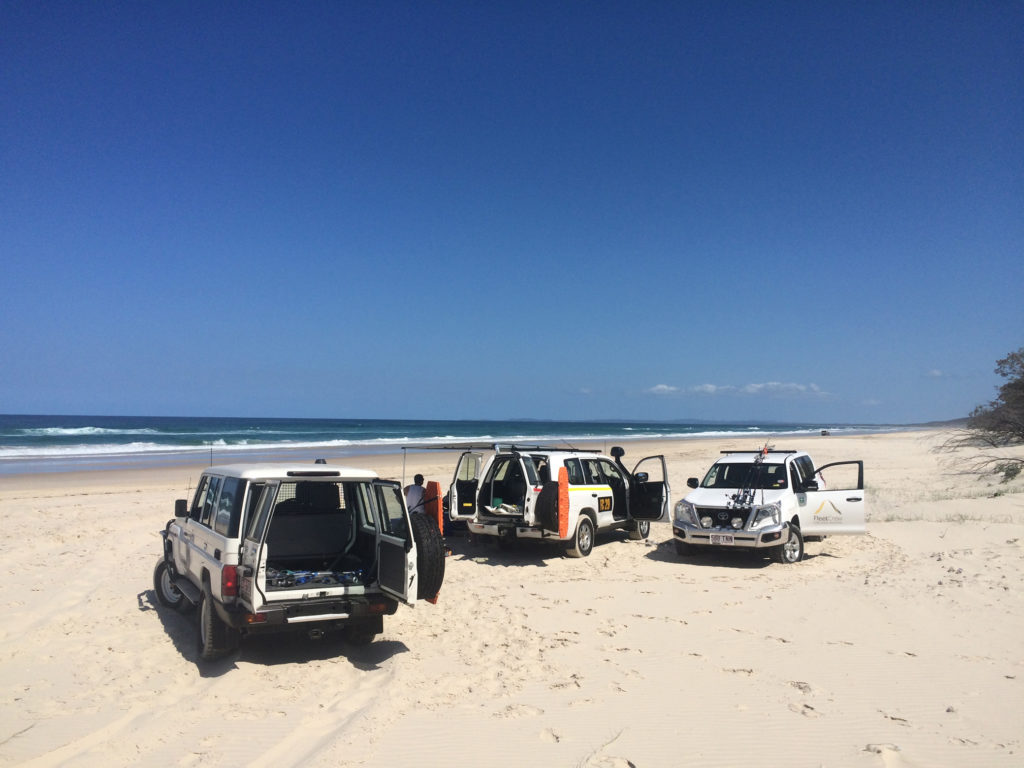 Three FleetCrew 4x4 on the beach 