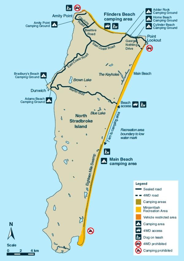 Map for Camping Spots North Stradbroke Island