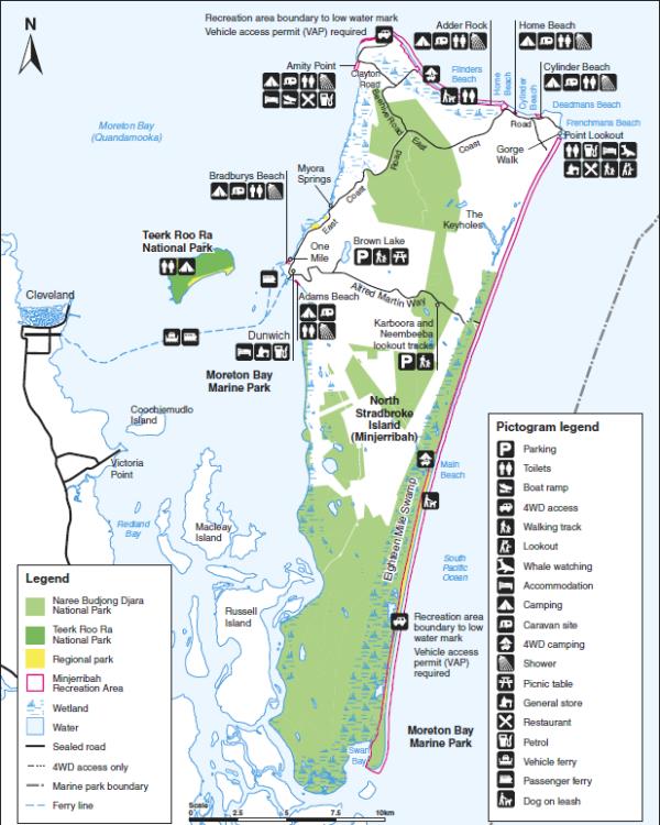 North Stradbroke Island Map with Tracks