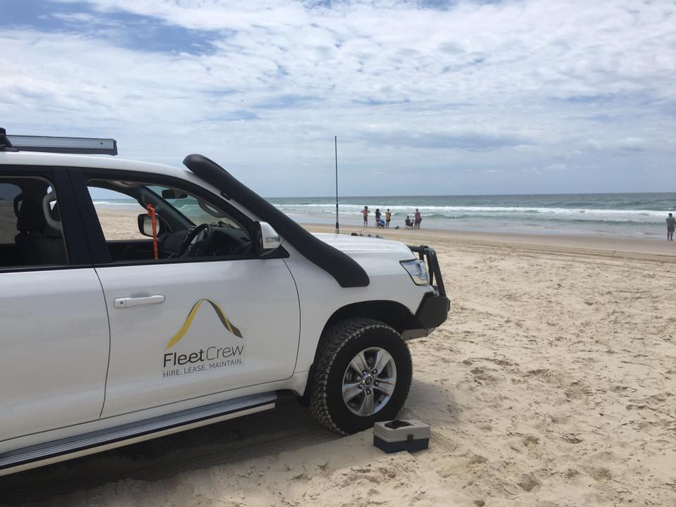 4WD tracks near Gold Coast - FleetCrew LandCruiser at the beach