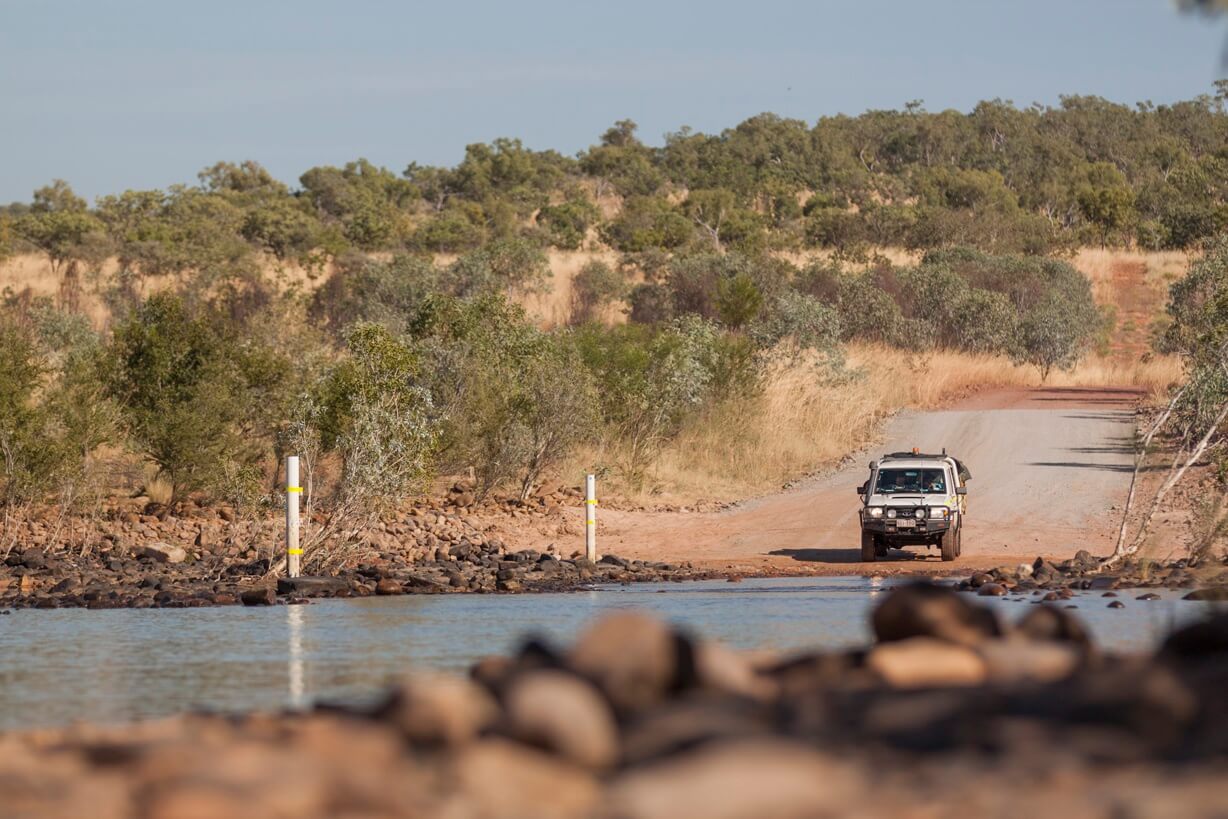 FleetCrew LandCruiser Dual Cab about to undertake a WaterCrossing