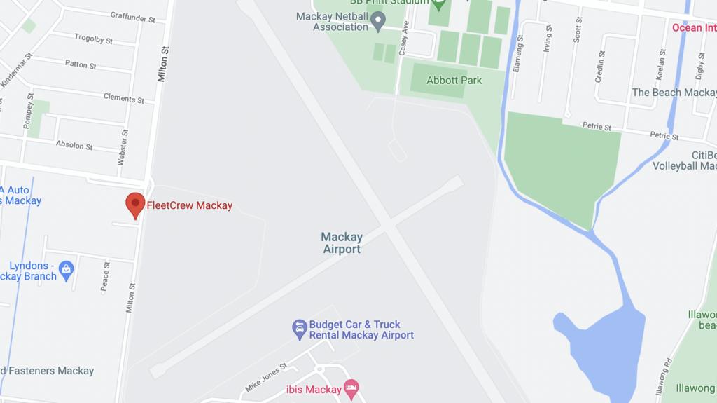 Google maps Fleetcrew Mackay Location next to Mackay Airport