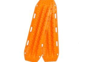 Orange Maxtrax recovery boards against a white background