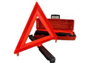 Mine spec red safety triangle with box