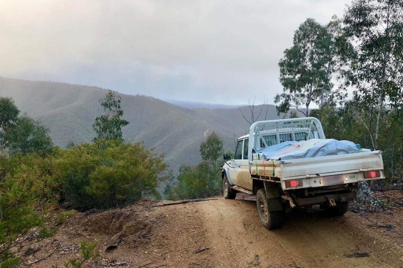LandCruiser 70 Series on top of a mountain in Snowy Mountains