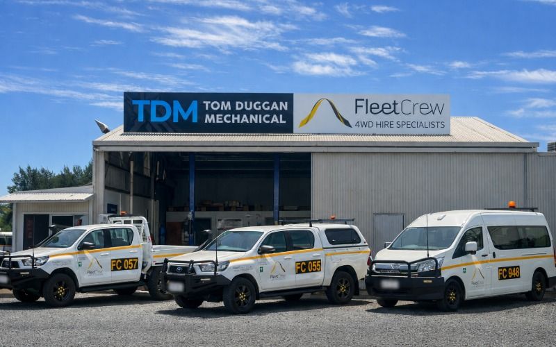 Fleetcrew vehicles parked outside the FleetCrew workshop in Dubbo, New South Wales